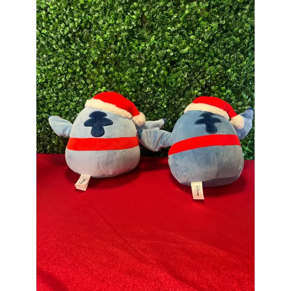 Lot  2 Disney Stitch Holiday Christmas Squishmallow Plush Santa Hat Scarf Bundle